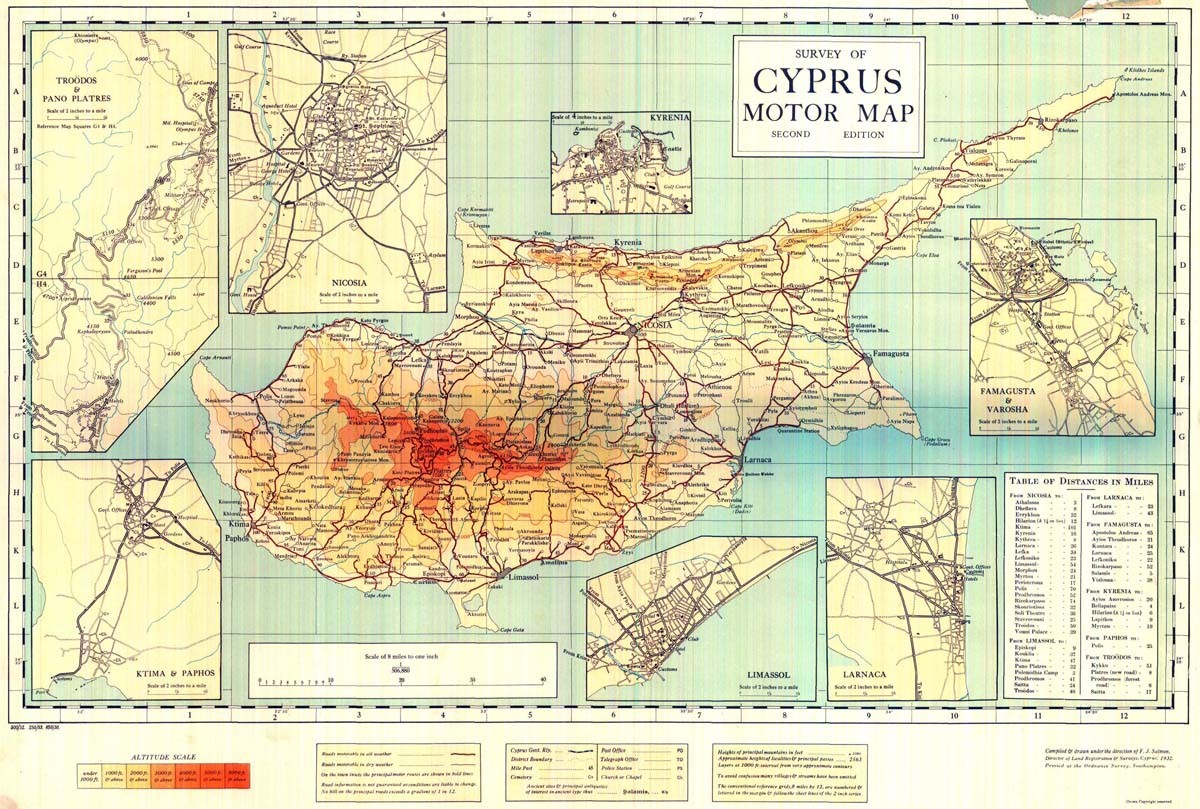 Χάρτης Κύπρου 1932 