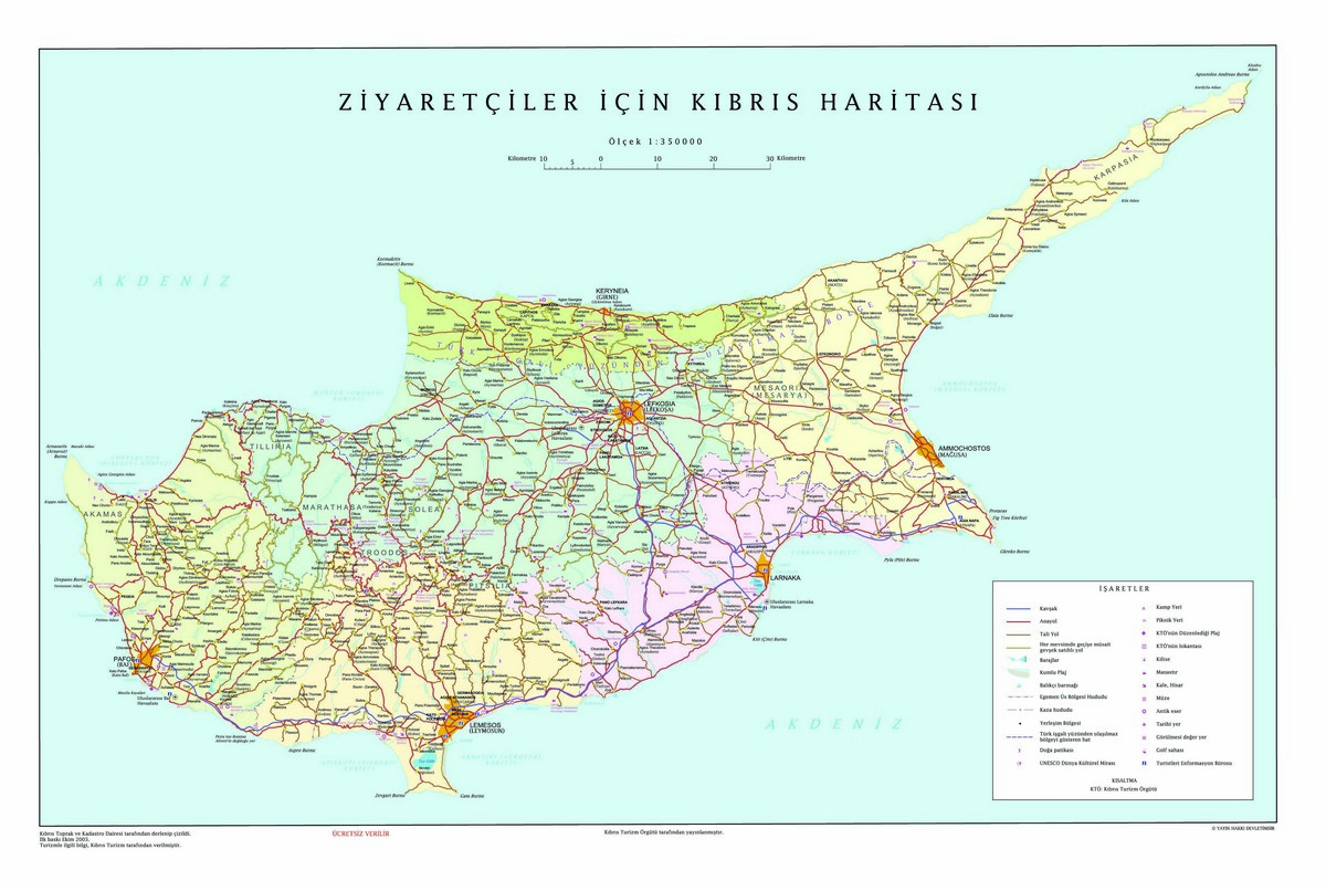 Χάρτης Κύπρου στα Τουρκικά 2003
